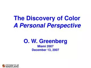 The Discovery of Color A Personal Perspective