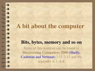 A bit about the computer