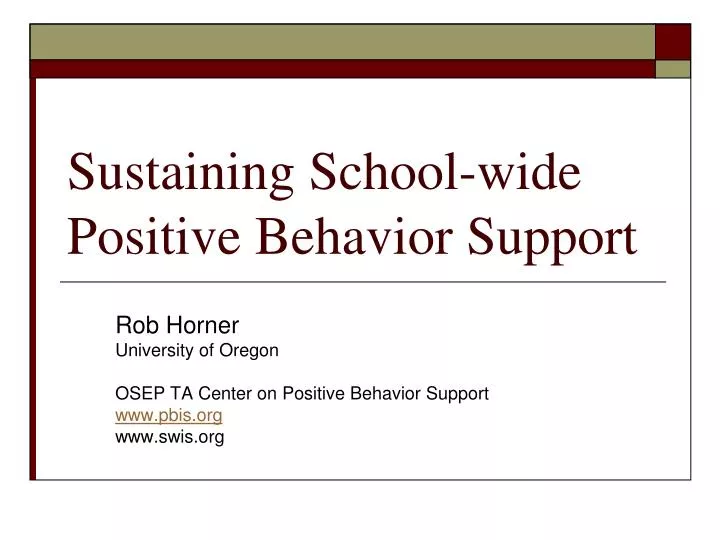 sustaining school wide positive behavior support