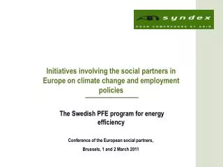 Initiatives involving the social partners in Europe on climate change and employment policies