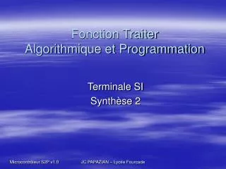 Fonction Traiter Algorithmique et Programmation