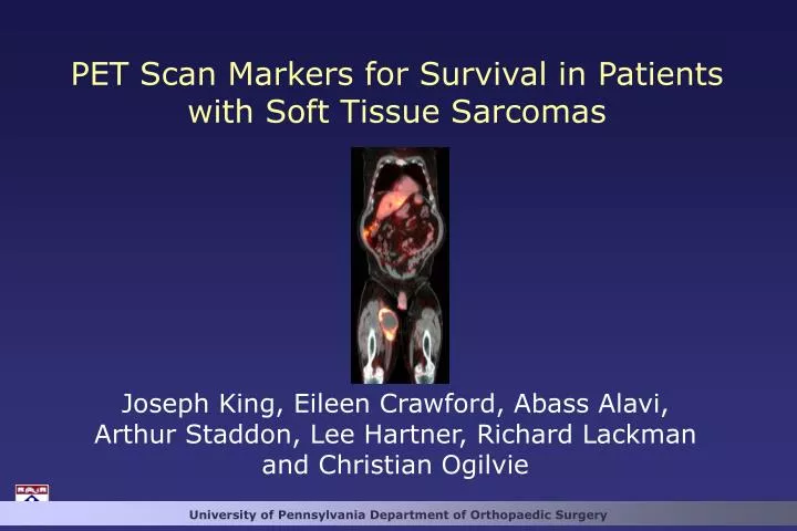 pet scan markers for survival in patients with soft tissue sarcomas