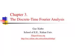 Chapter 3. The Discrete-Time Fourier Analysis