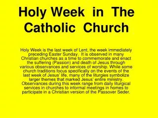 Holy Week in The Catholic Church