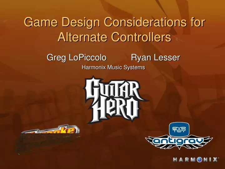 game design considerations for alternate controllers