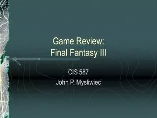 Game Review: Final Fantasy III