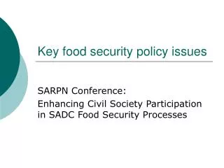 Key food security policy issues