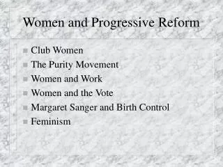 Women and Progressive Reform