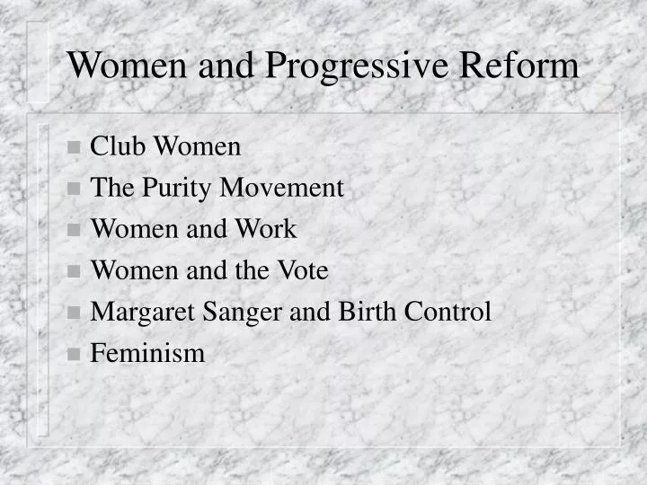 women and progressive reform
