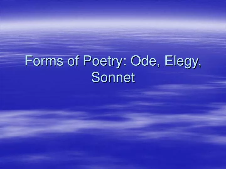 forms of poetry ode elegy sonnet