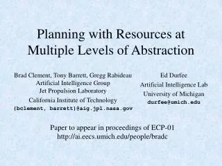 Planning with Resources at Multiple Levels of Abstraction