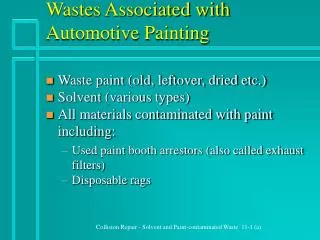 Wastes Associated with Automotive Painting