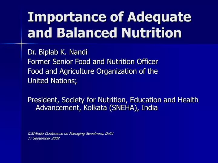 importance of adequate and balanced nutrition