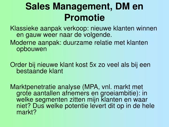 sales management dm en promotie