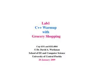 Lab1 C++ Warmup with Grocery Shopping