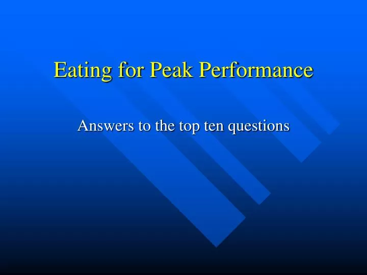 eating for peak performance