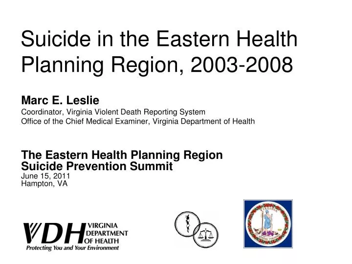 suicide in the eastern health planning region 2003 2008