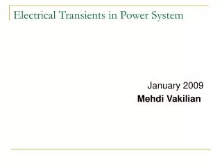 Electrical Transients in Power System