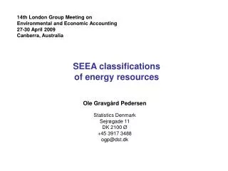 SEEA classifications of energy resources