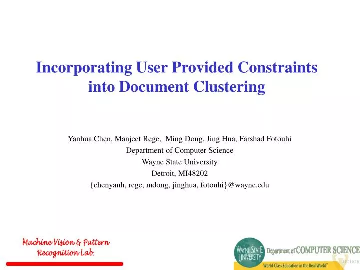 incorporating user provided constraints into document clustering