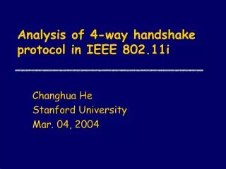 Analysis of 4-way handshake protocol in IEEE 802.11i