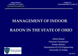 MANAGEMENT OF INDOOR RADON IN THE STATE OF OHIO