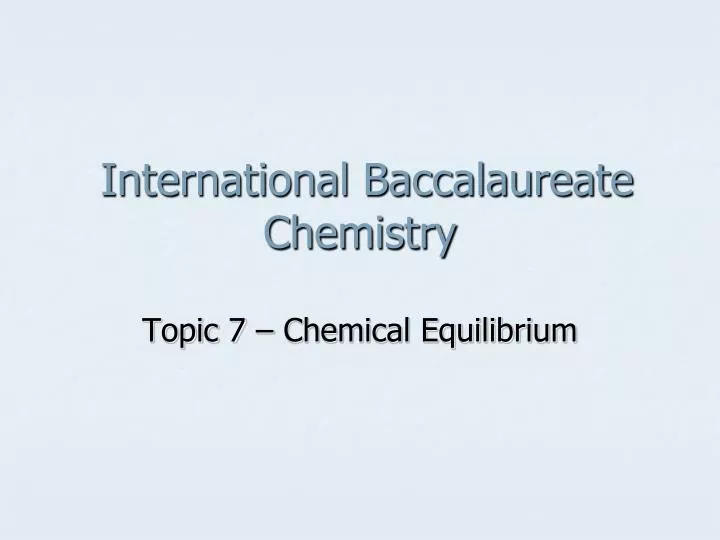 international baccalaureate chemistry