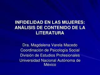 INFIDELIDAD EN LAS MUJERES: ANÁLISIS DE CONTENIDO DE LA LITERATURA