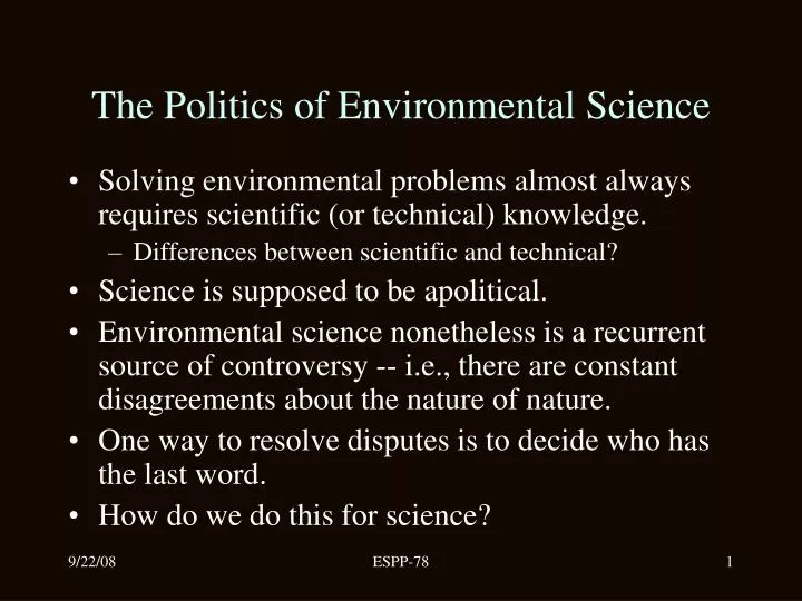 the politics of environmental science