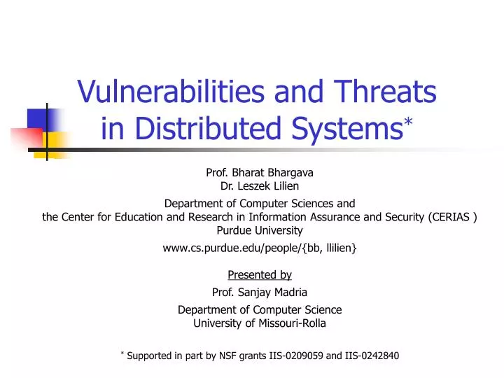 vulnerabilities and threats in distributed systems