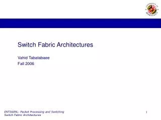 Switch Fabric Architectures Vahid Tabatabaee Fall 2006