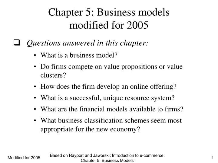 chapter 5 business models modified for 2005