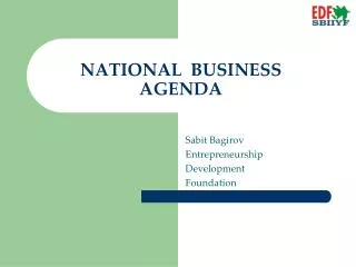 NATIONAL BUSINESS AGENDA