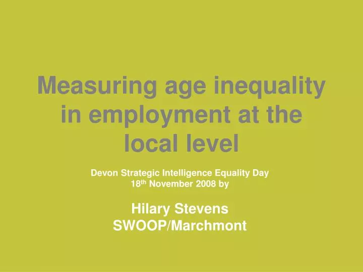 measuring age inequality in employment at the local level