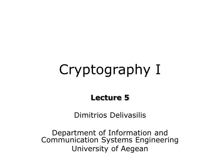 cryptography i