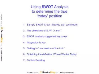 Using SWOT Analysis to determine the true ‘today’ position