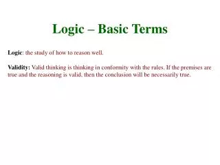 Logic – Basic Terms