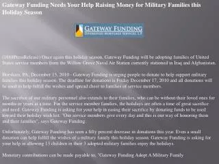 Gateway Funding Needs Your Help Raising Money for Military F
