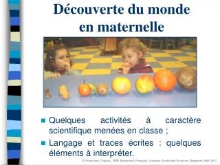 Découverte du monde en maternelle