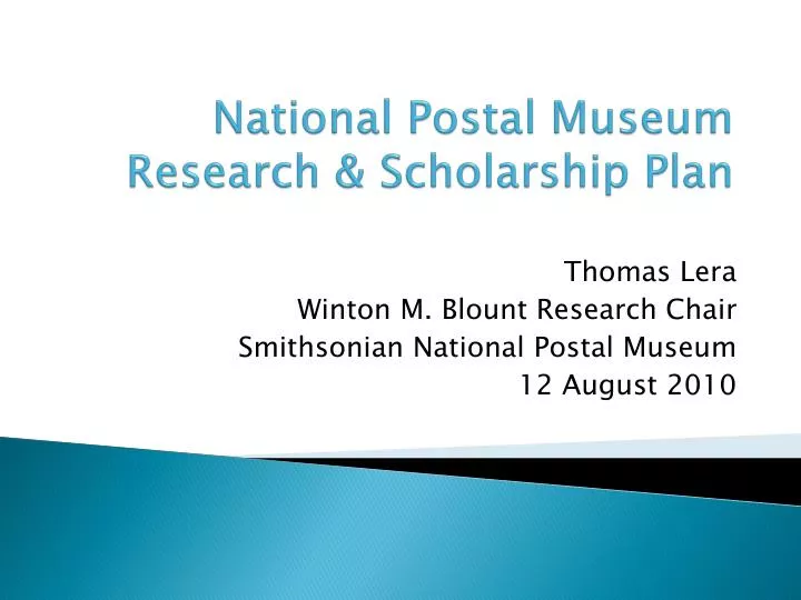 national postal museum research scholarship plan