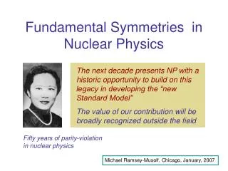 Fundamental Symmetries in Nuclear Physics