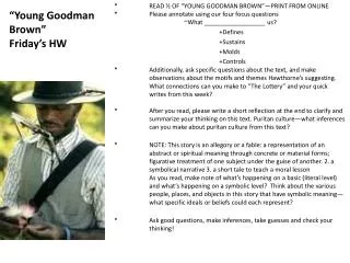 “Young Goodman Brown” Friday’s HW