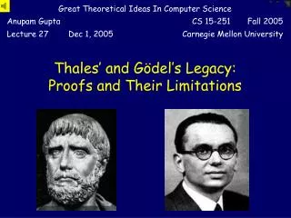 Thales’ and Gödel’s Legacy: Proofs and Their Limitations