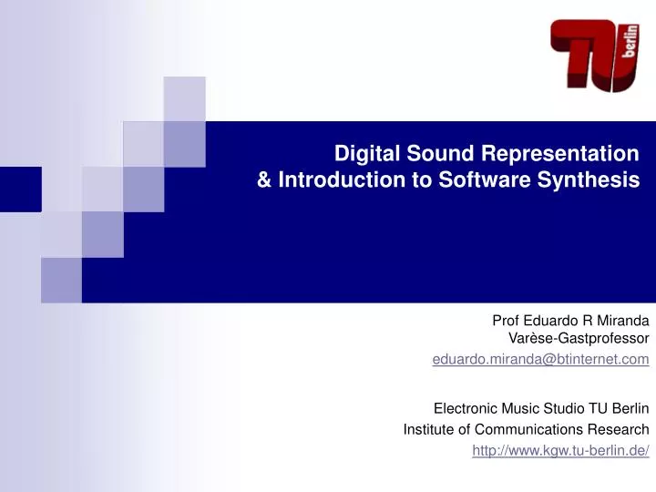 digital sound representation introduction to software synthesis