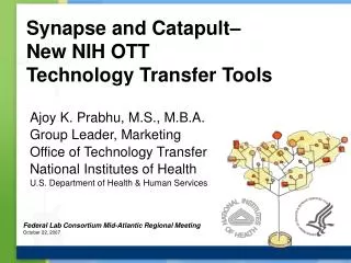 Synapse and Catapult– New NIH OTT Technology Transfer Tools