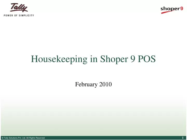 housekeeping in shoper 9 pos