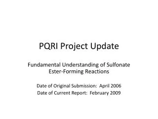 PQRI Project Update