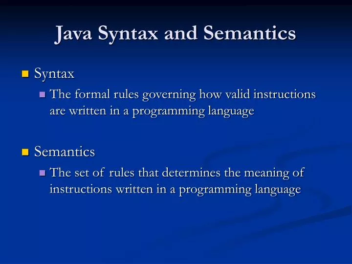 java syntax and semantics