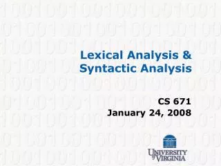 Lexical Analysis &amp; Syntactic Analysis
