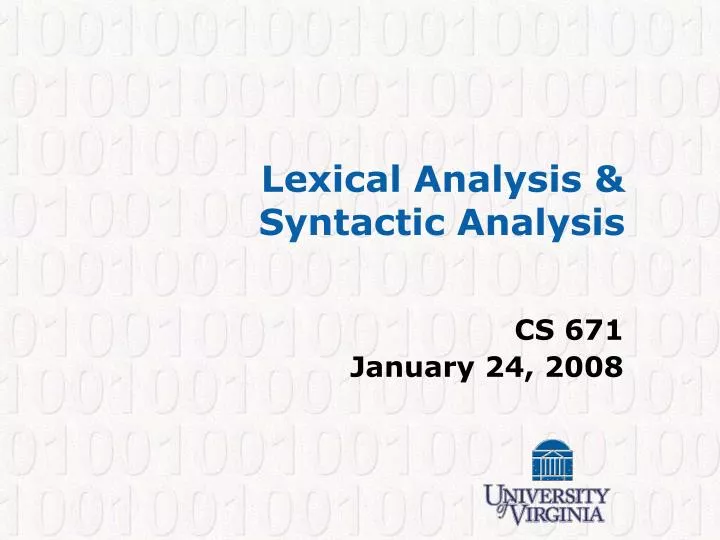 lexical analysis syntactic analysis